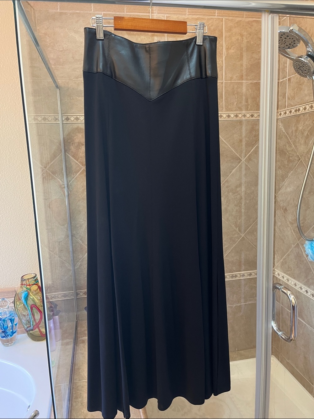 Escada Black Skirt with Gold Logo Trim